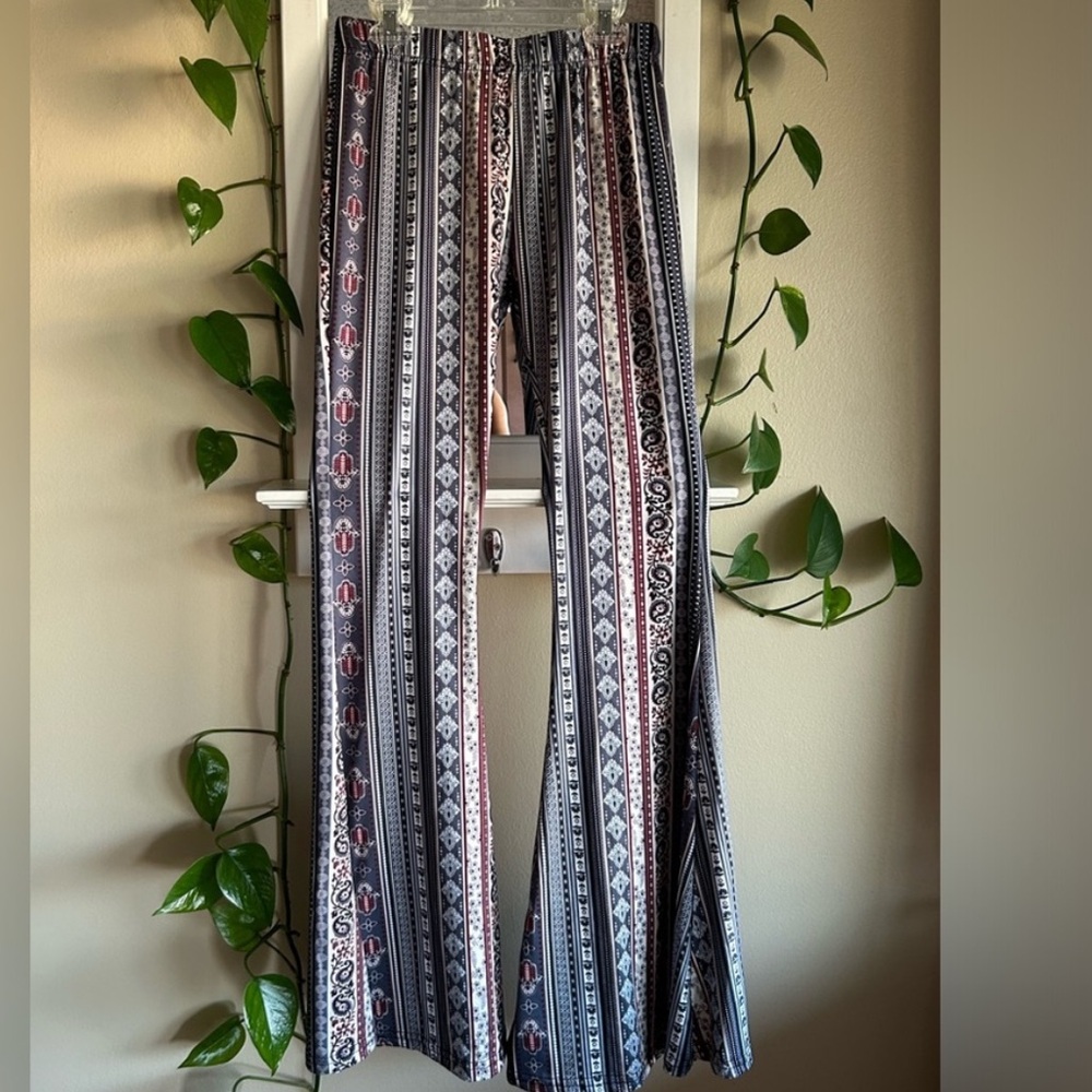 Boho Striped Print Flared Pants by Daisy Del Sol 🌼 NWOT - Picture 7 of 8